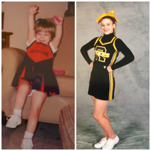 My cheerleader ... age 3 (left), age 15 (right)