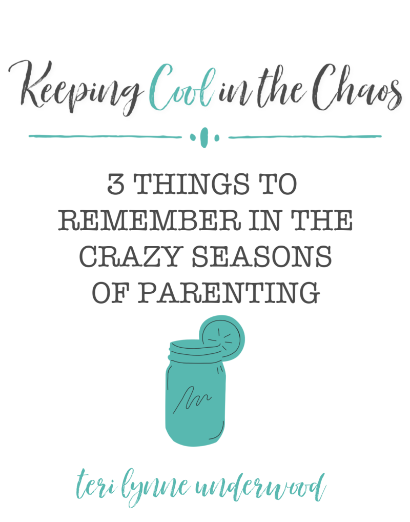 Parenting isn't always smooth sailing. There are days and seasons when keeping our cool in the midst of the chaos seems almost impossible. 3 things we need to remember in the crazy seasons of parenting.
